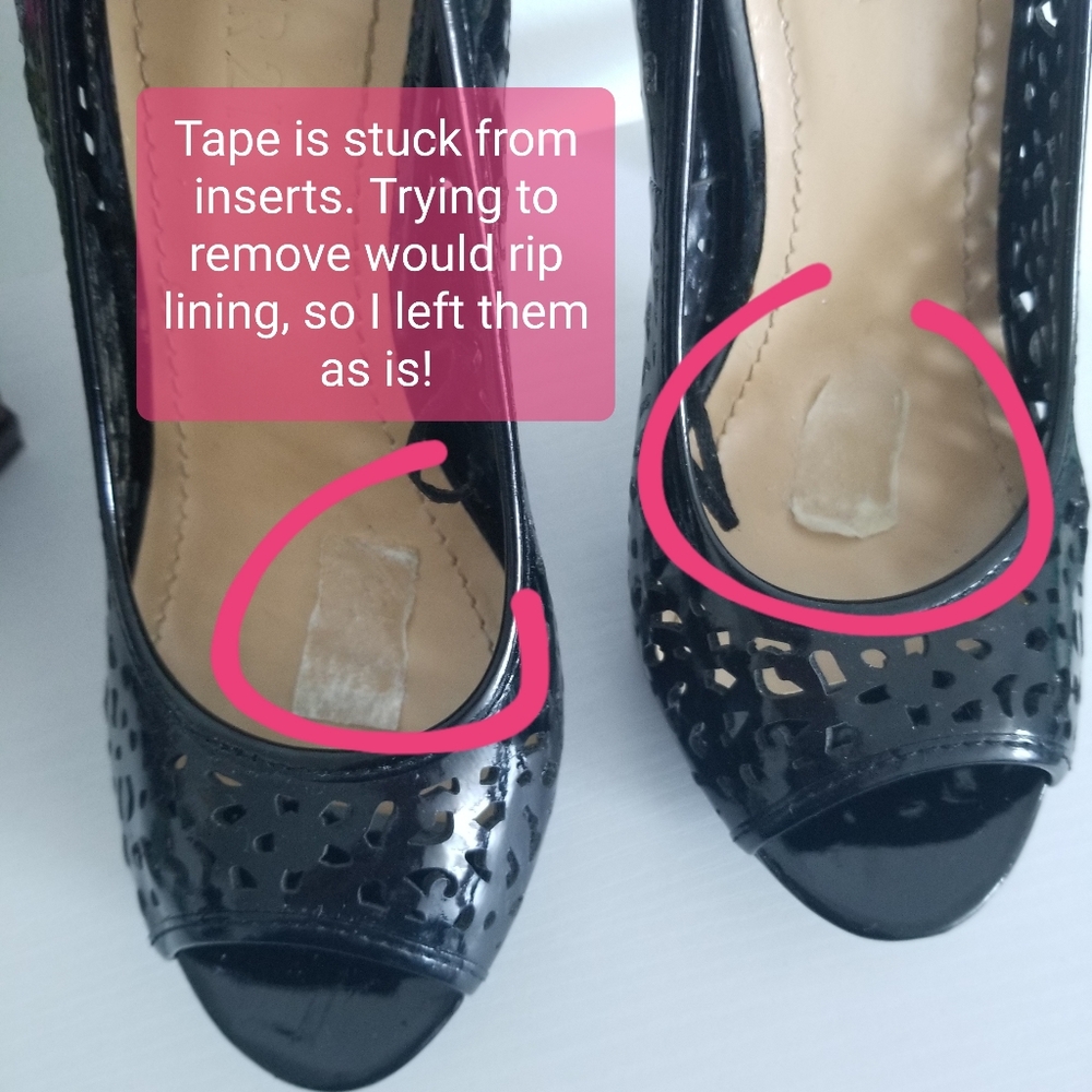 Black Lace Shiny Basic Platform Open Toe Heels - Picture 15 of 15